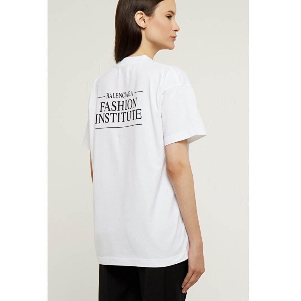 NEW Balenciaga Fashion Institute Cotton T-Shirt Logo White Graphic Print Size XS - Picture 11 of 11